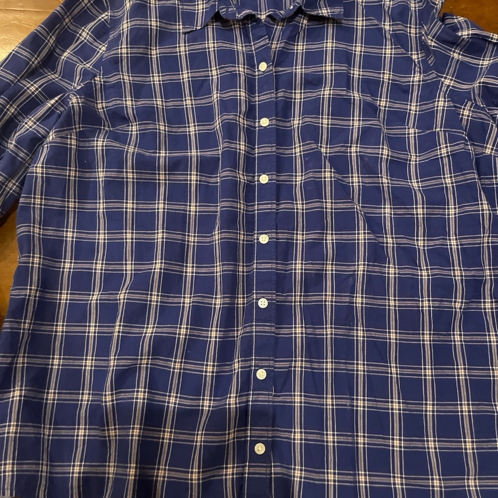 crown & ivy Navy and White Plaid Button-Down Shirt